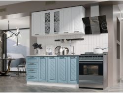 Кухня Агава МДФ 1600 акация белая-аква